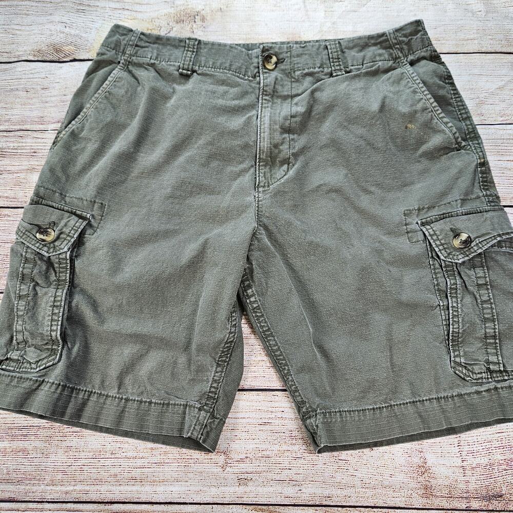 Old Navy Cargo Shorts Mens 36 Olive Green Military Casual Rip Stop Hiking *Stain